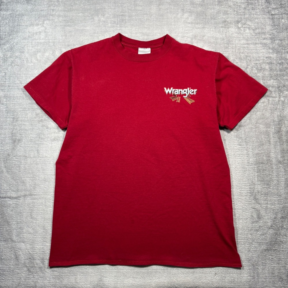 Wrangler Shirt Mens Large Red Vintage Y2K Bull Cant Be Tamed Western Rodeo